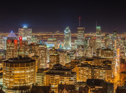 Montreal skyline at night. View from Mount-Royal. Canada.